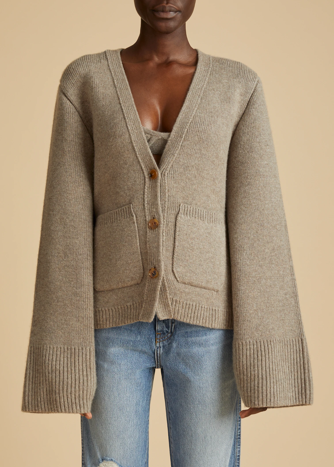 Woman with oversized cardigan