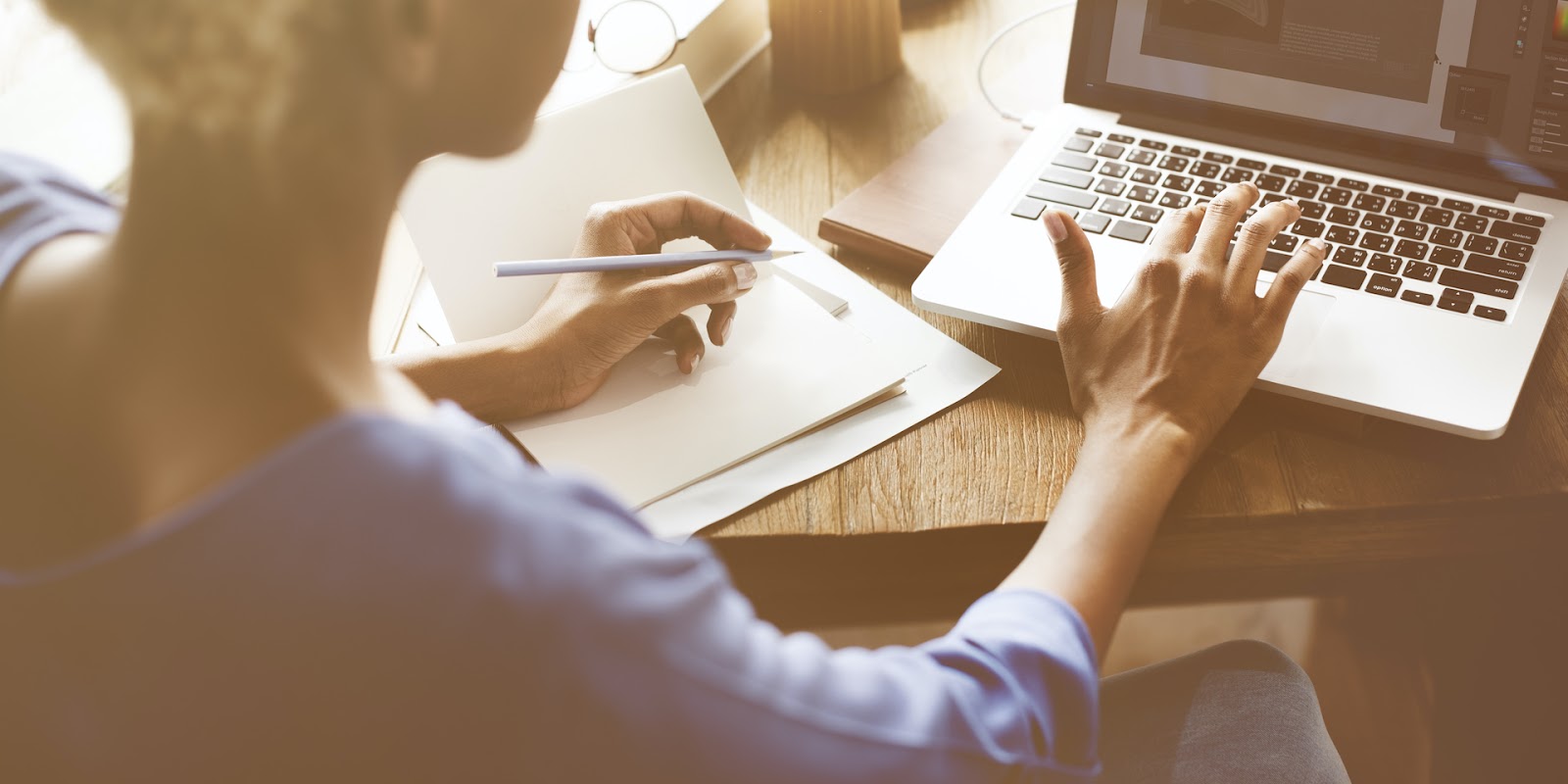 Woman working on her laptop