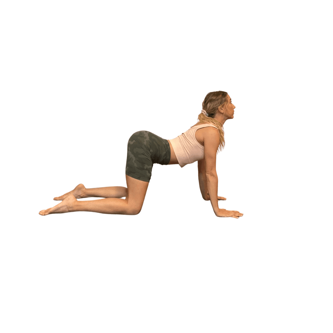 Woman in cat position