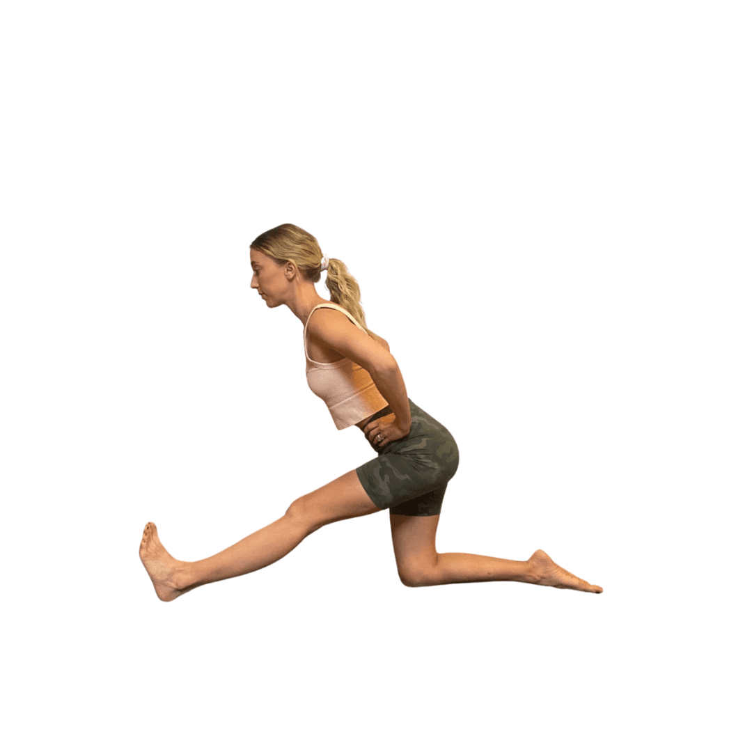 Woman in extended half split glide