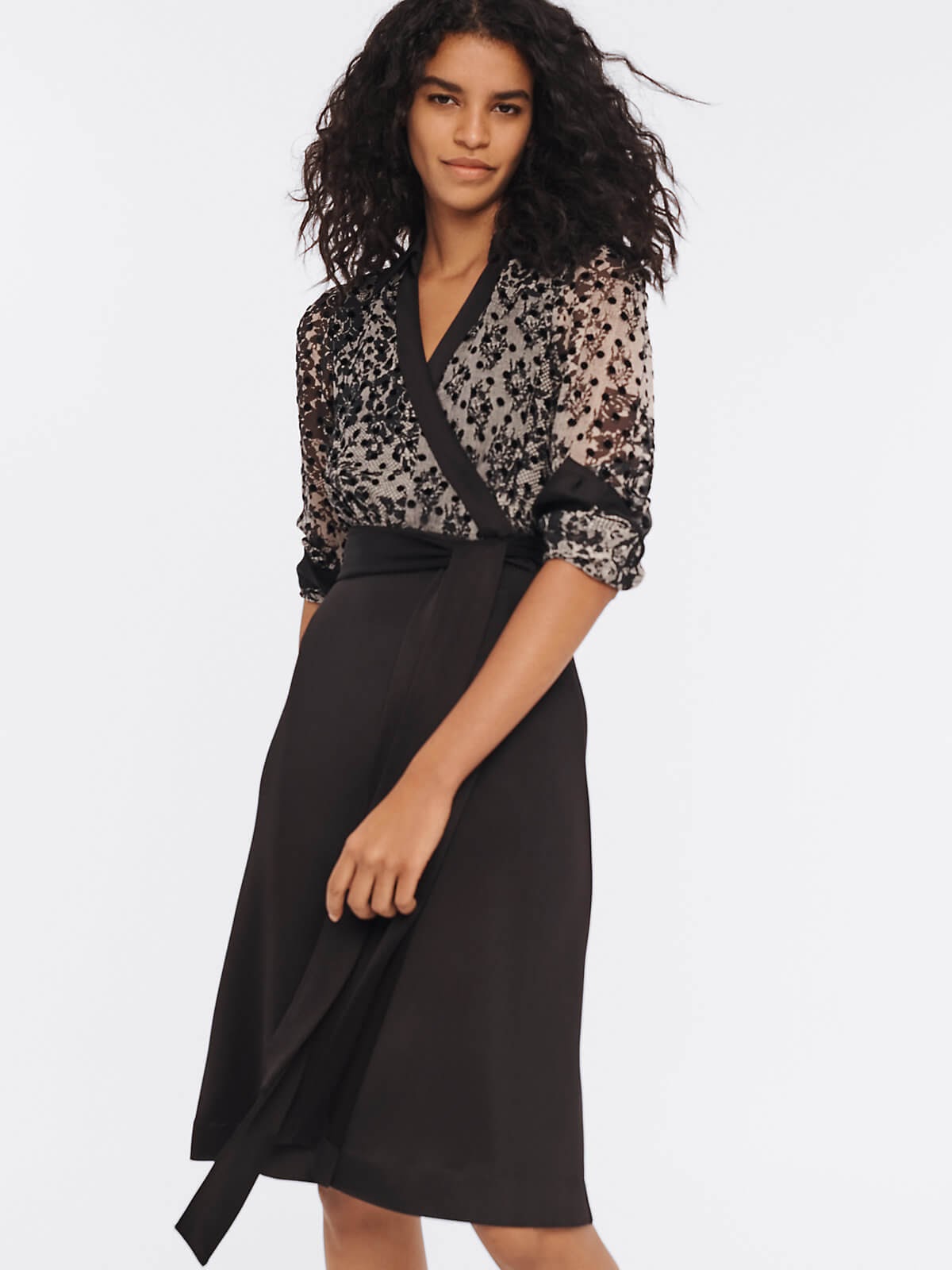 Diane von Furstenberg Angelina Velvet Burnout Wrap Dress