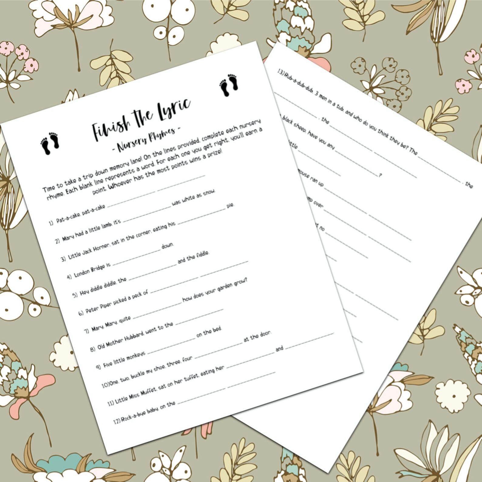 Nursery Rhyme Mad Libs