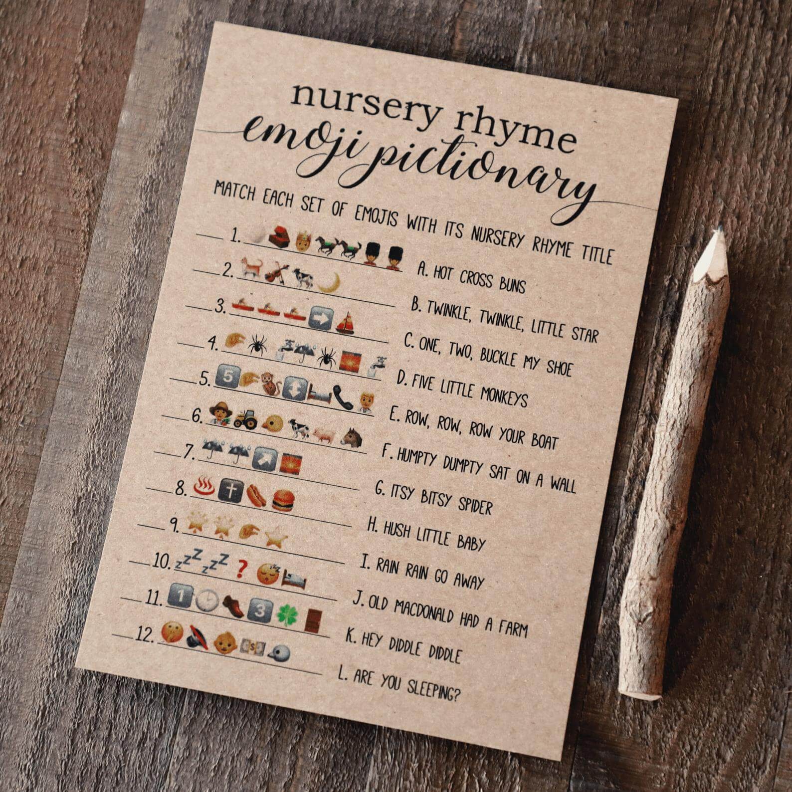 Nursery Rhyme Emoji Pictionary