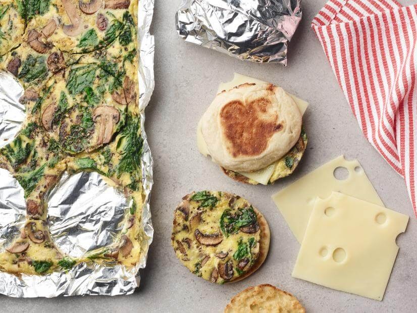 Spinach and Mushroom Breakfast Sandwiches