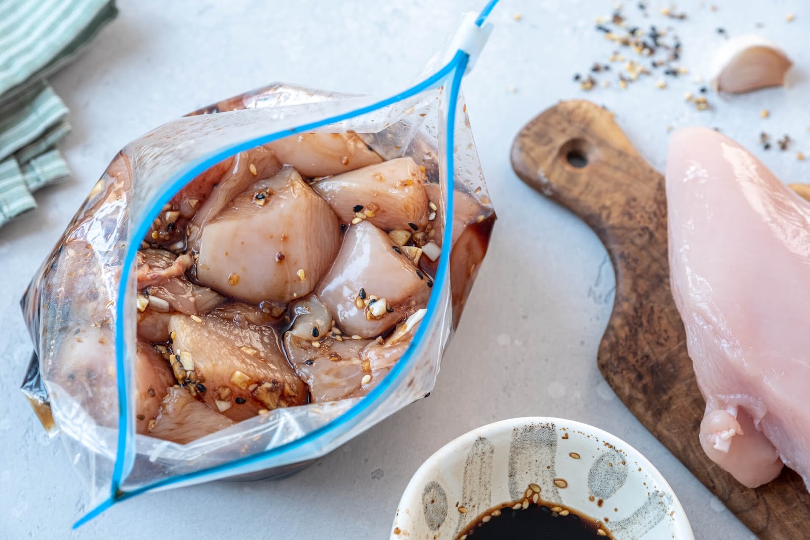 bag of chicken getting prepped for freezer