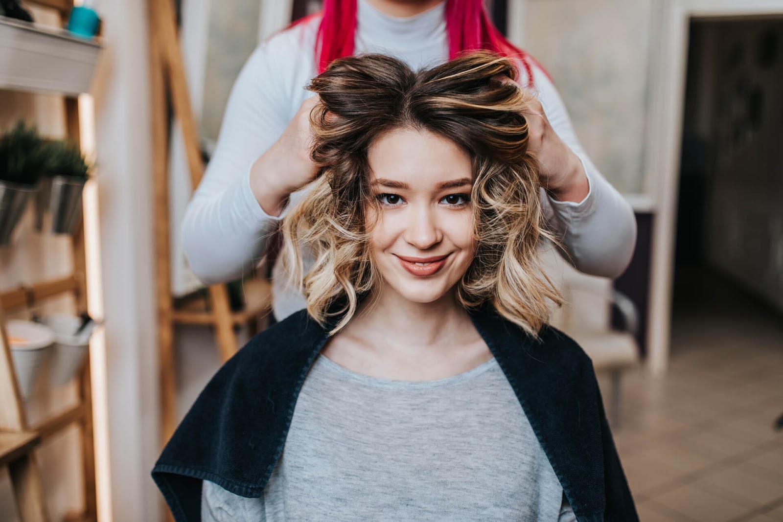 Woman with newly colored hair