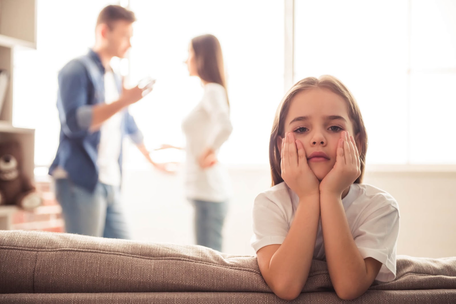 Parents fighting in front of daughter
