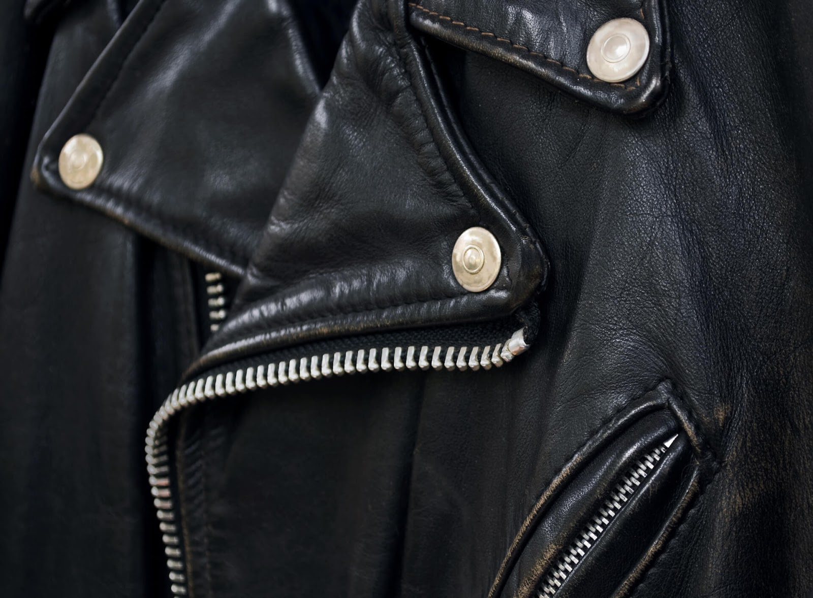 Close up of a leather jacket