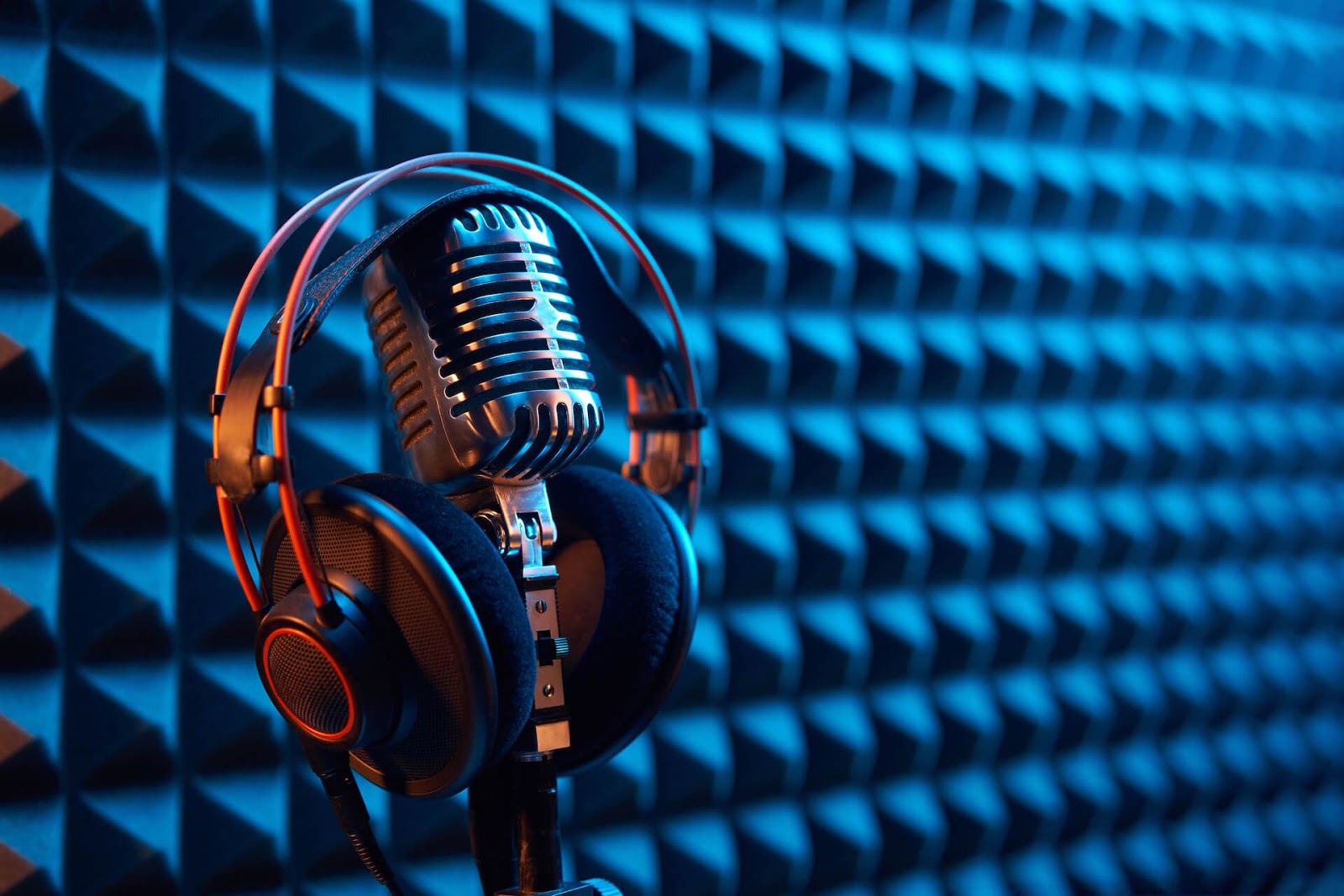 Microphone in a recording studio