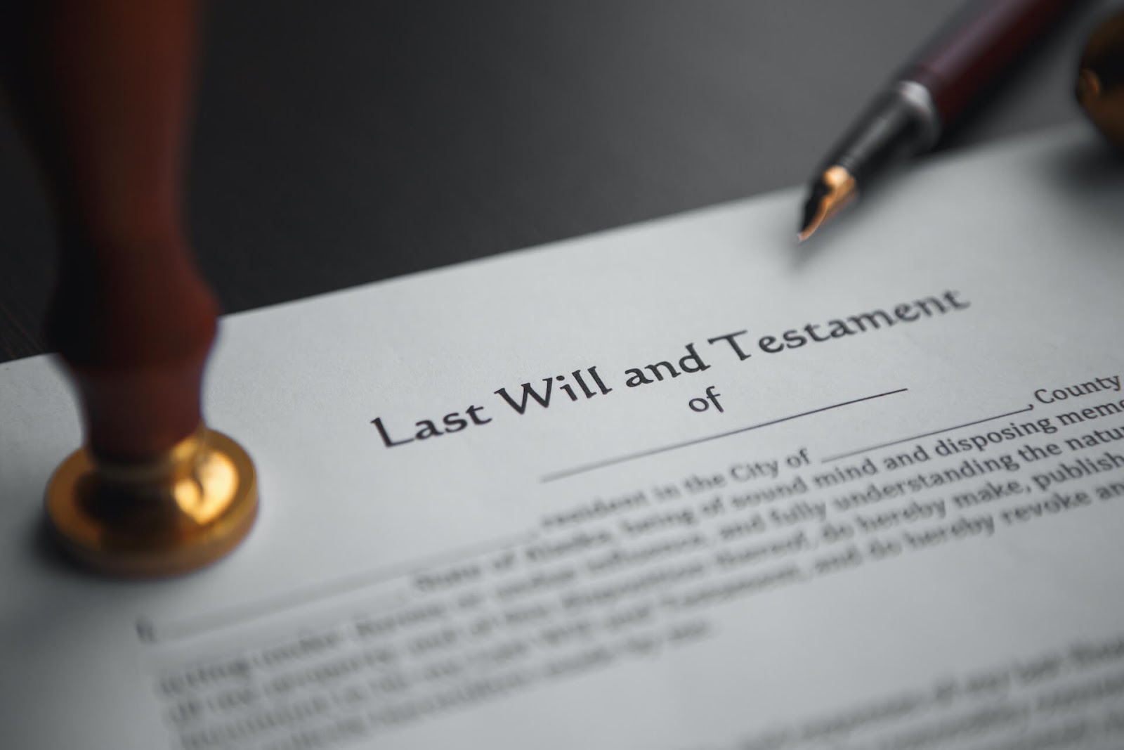 Close up of a will