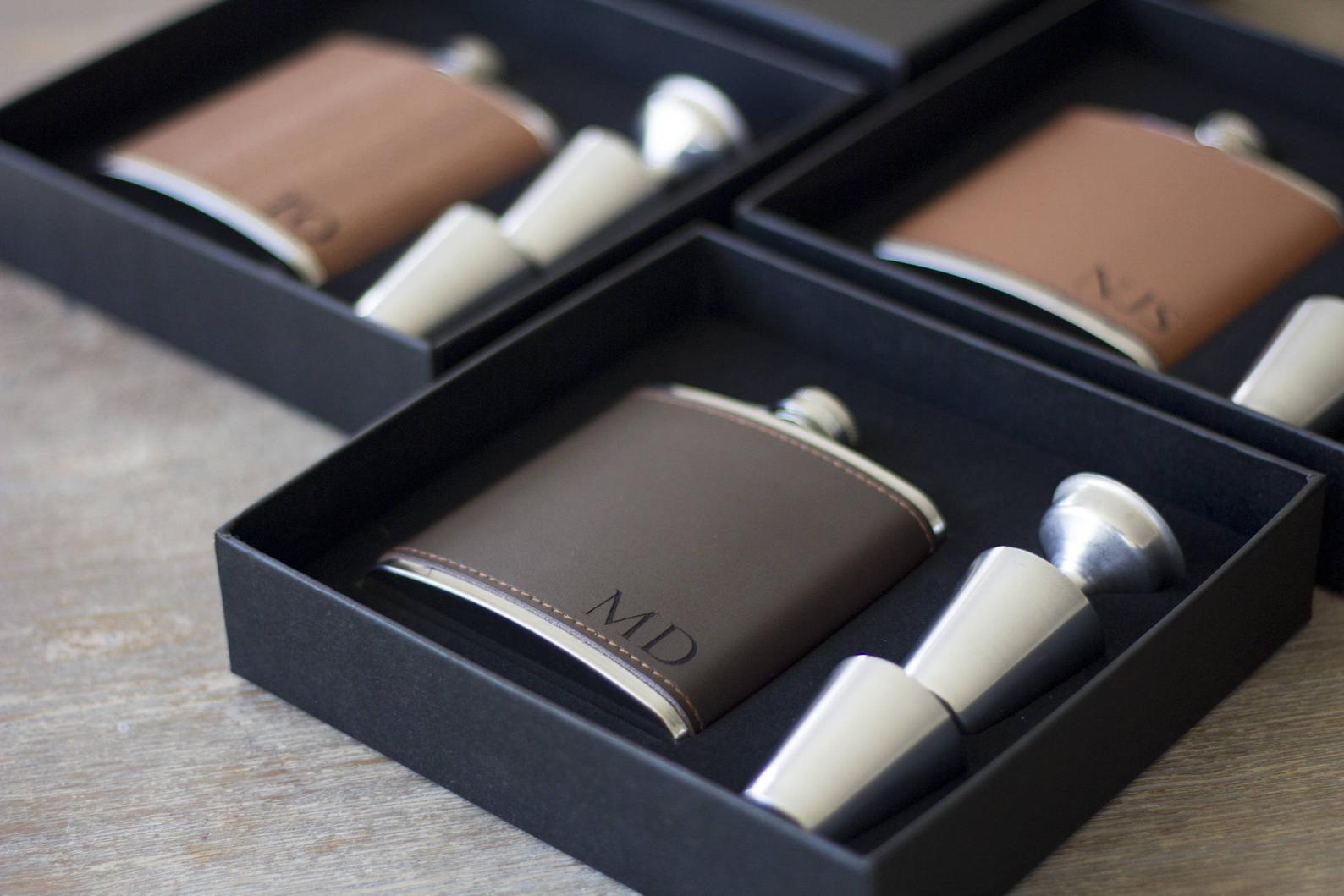 Leather Flask in Gift Box