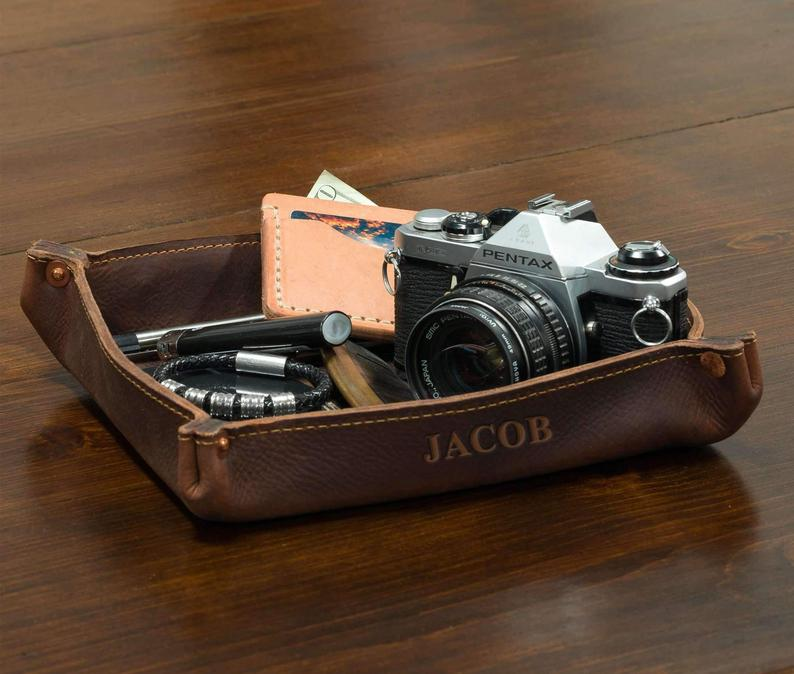 Personalized Leather Valet Tray