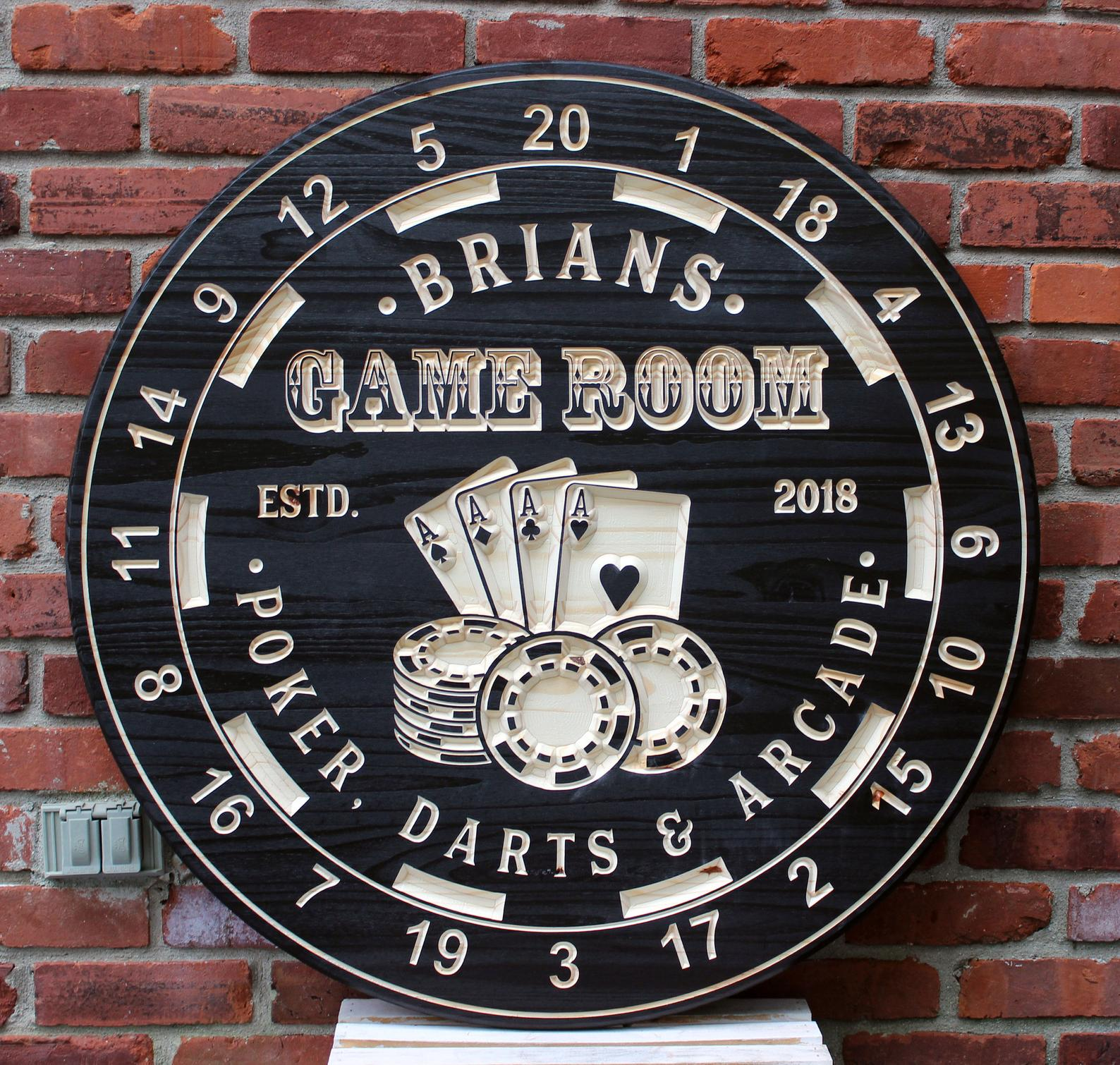 Custom Game Room Sign Dart Board