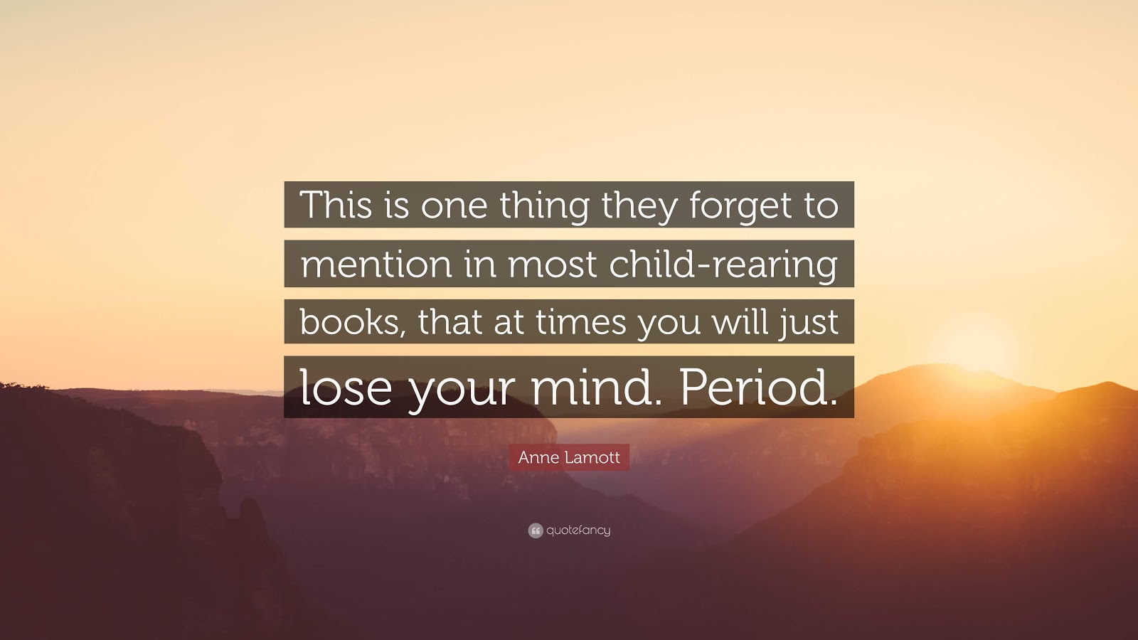 This is one thing they forget to mention in most child-rearing books, that at times you will just lose your mind. Period.