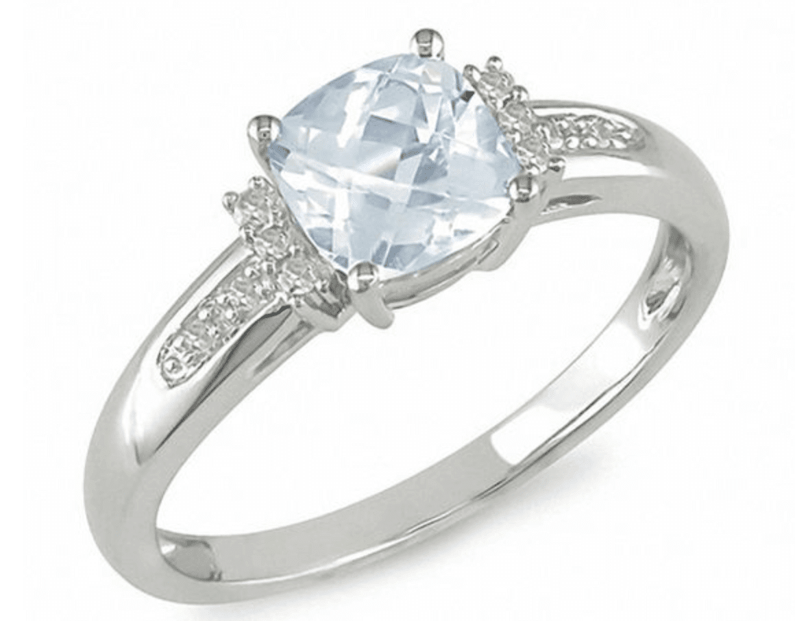 Cushion-Cut Aquamarine and Diamond ring