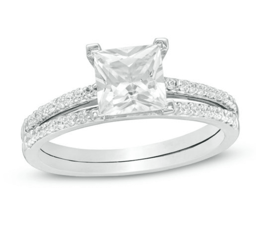 Princess-Cut Lab-Created White Sapphire Ring