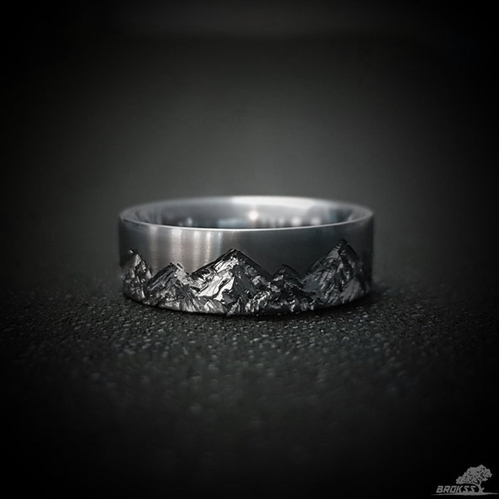 Mountain Range Titanium Wedding Band