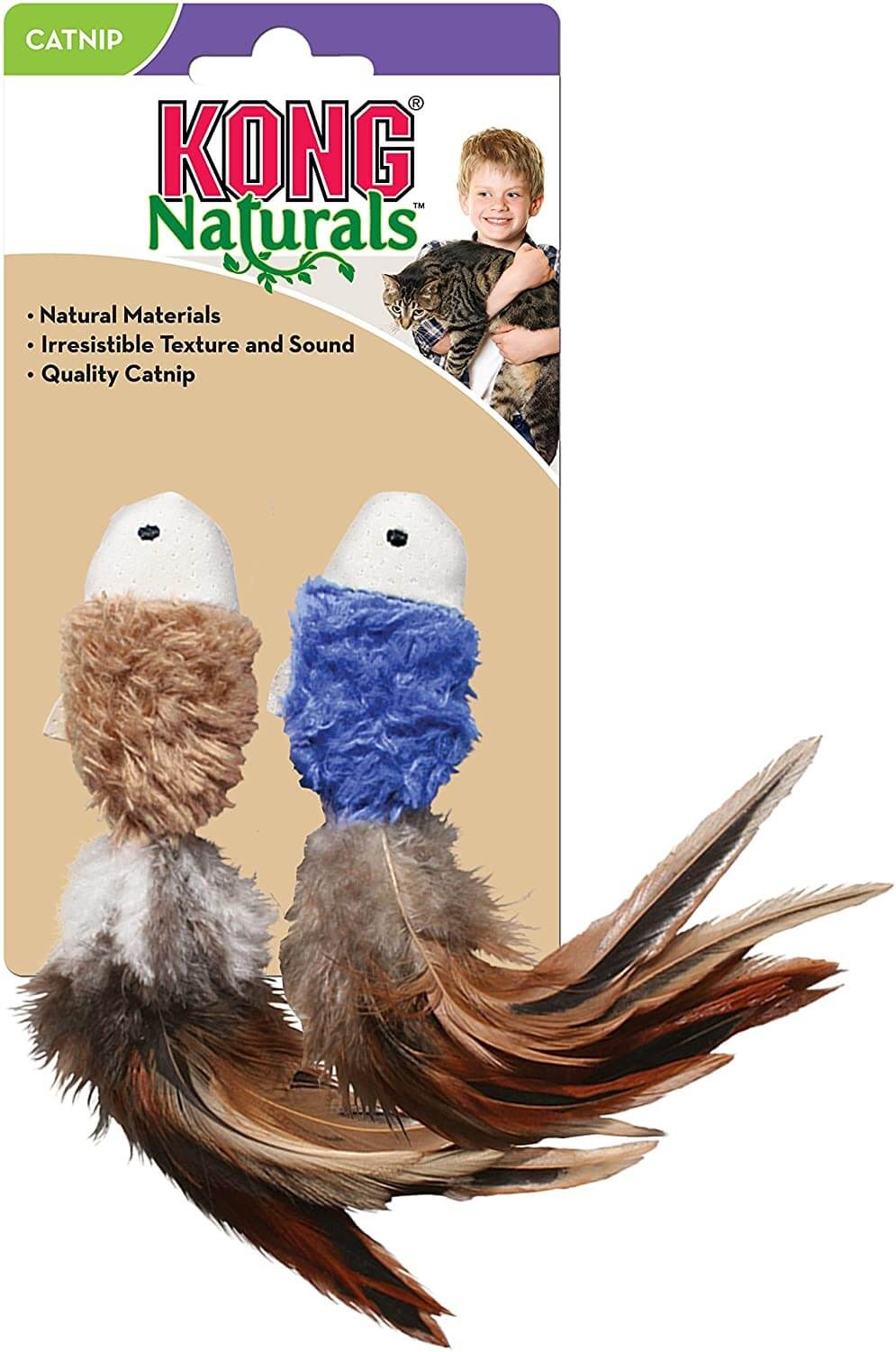 KONG Naturals Crinkle Ball With Feathrs