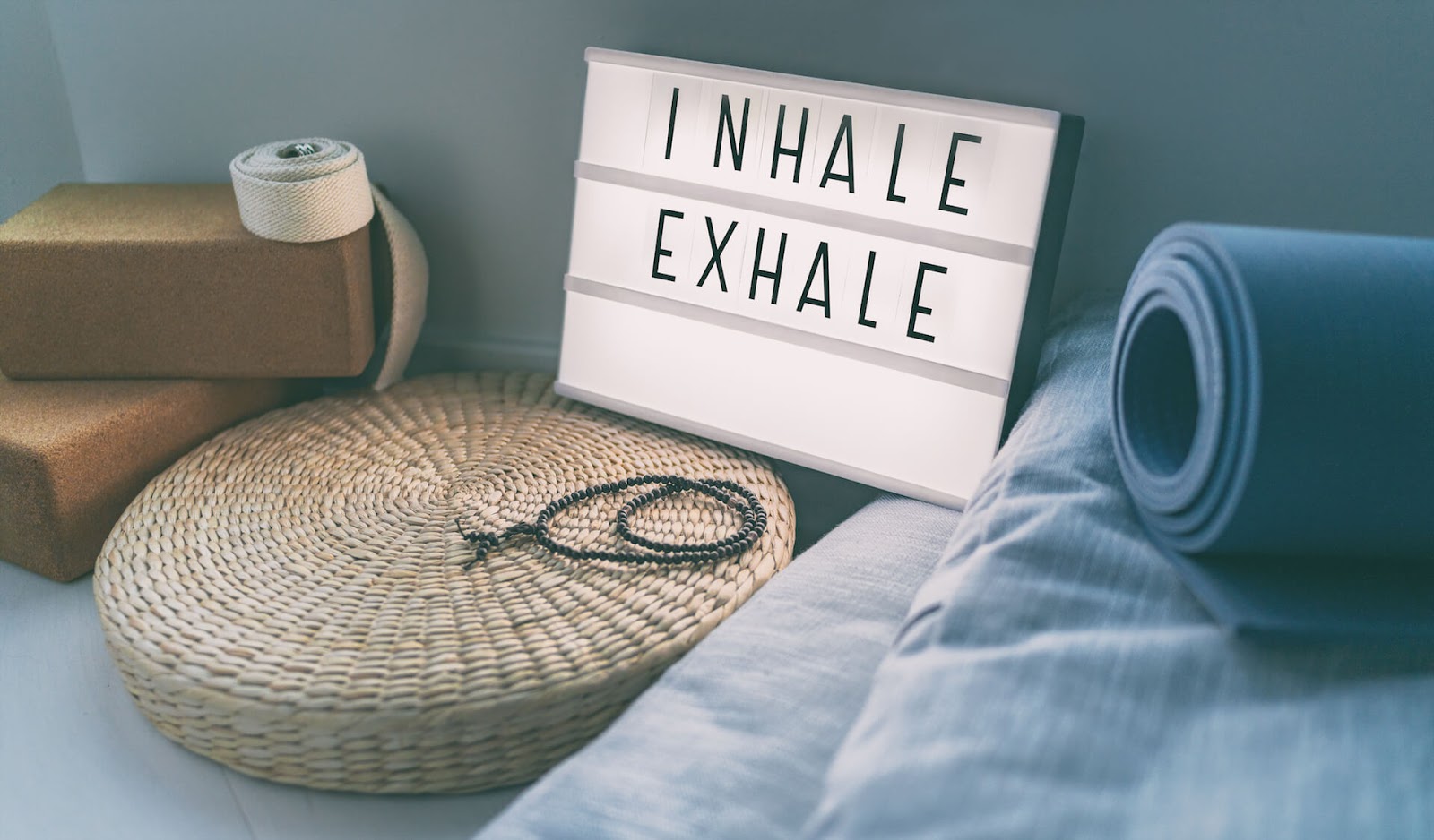 Inhale, Exhale sign at a yoga studio
