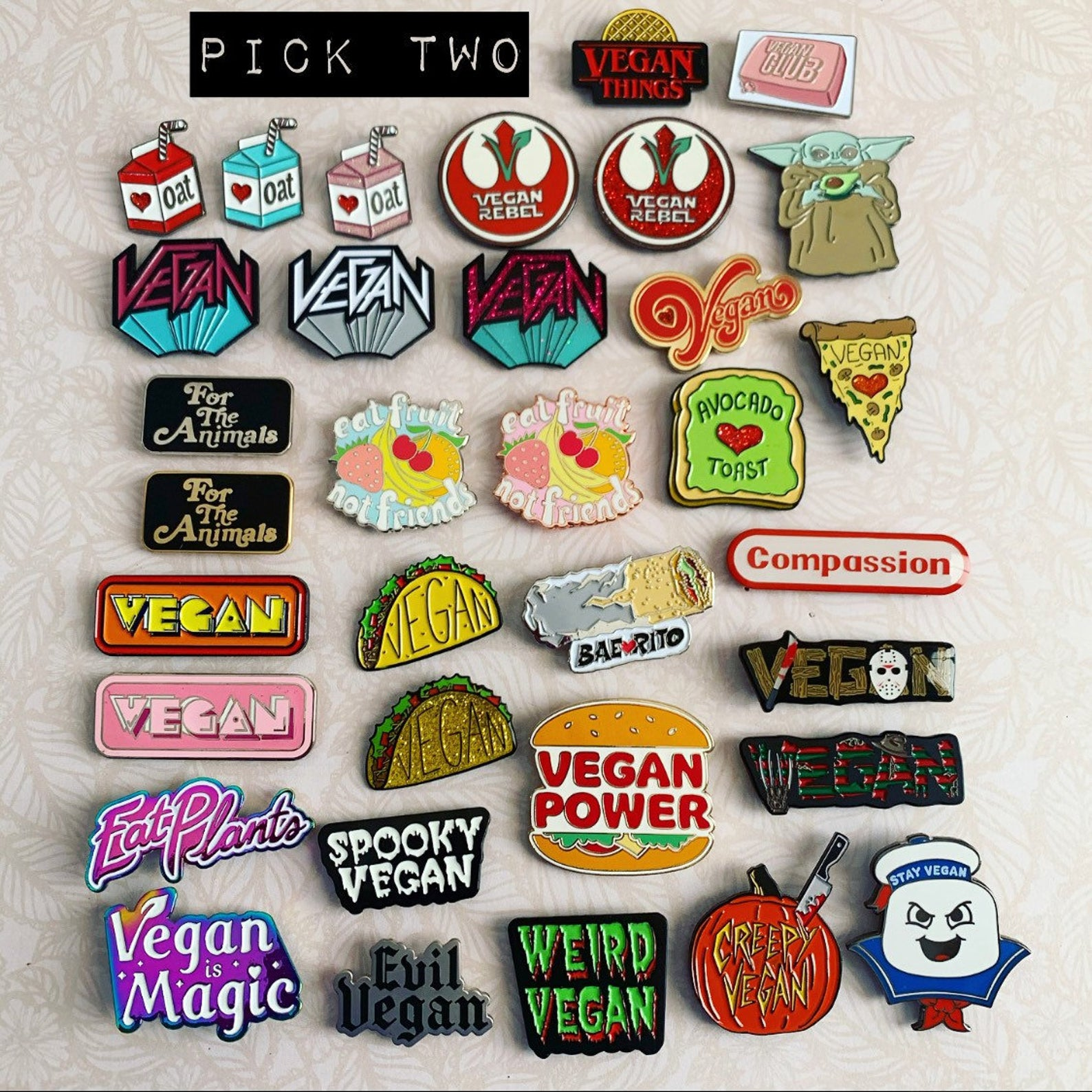 Vegan Power Food Pins