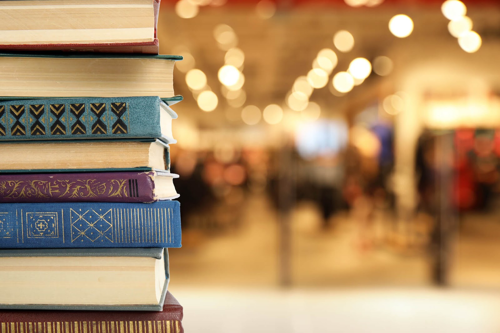 Close up books in a store