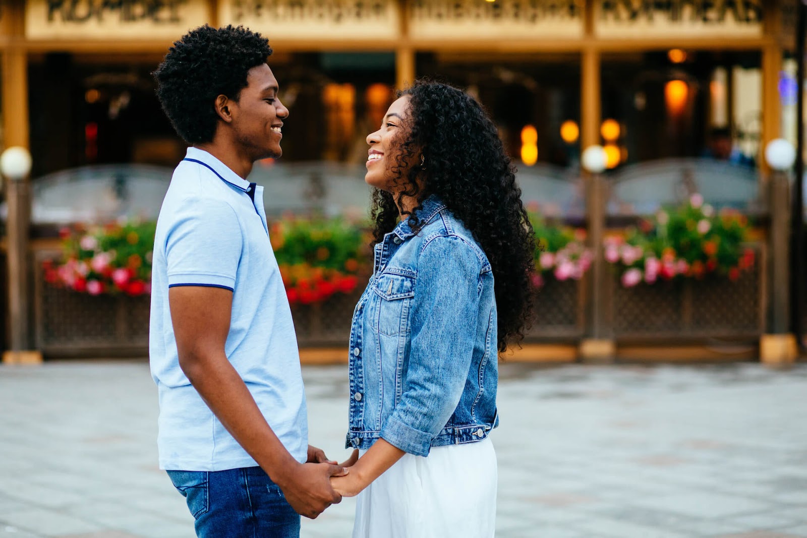 Man and woman looking longingly into each other's eyes
