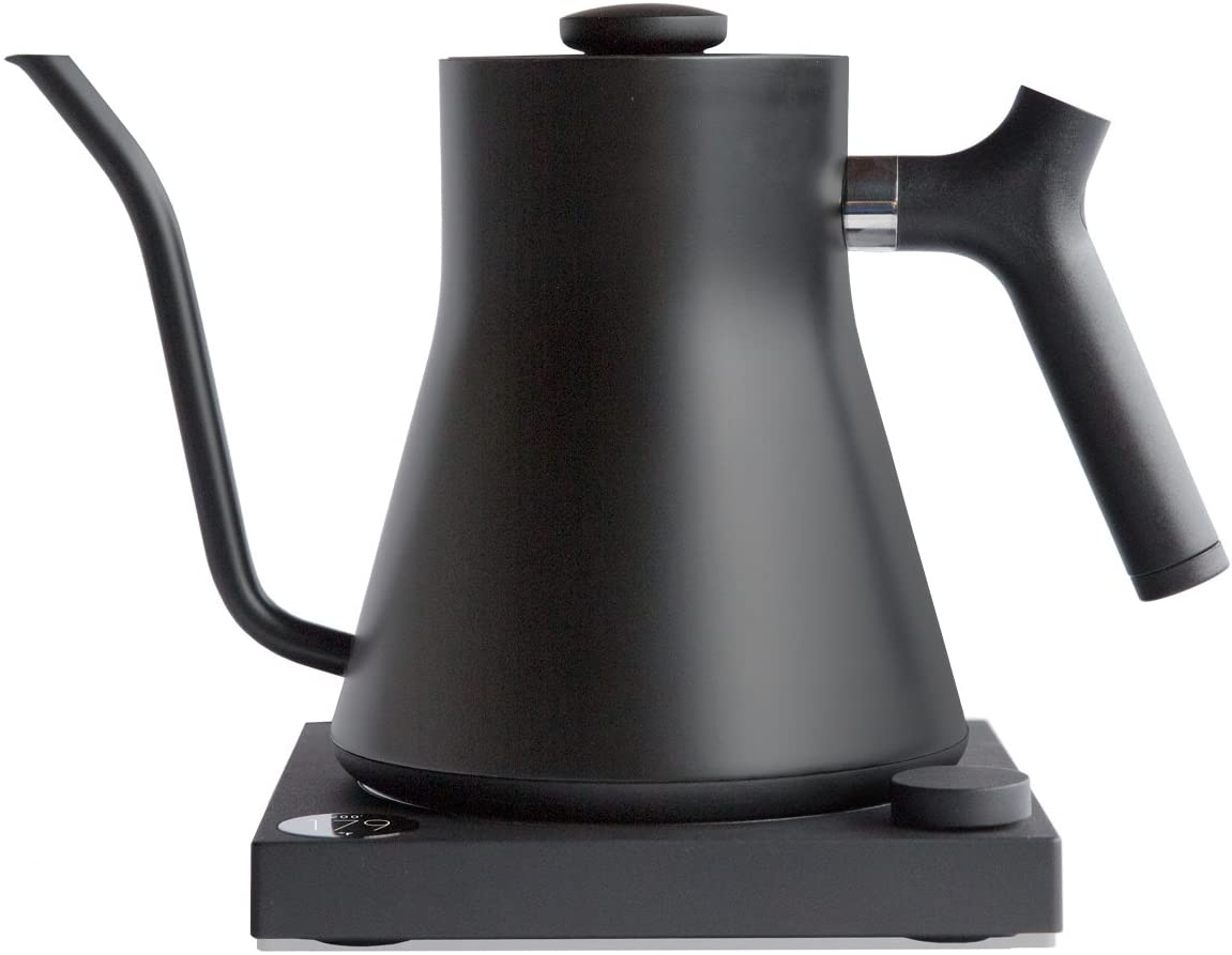 Sleek, black electric kettle