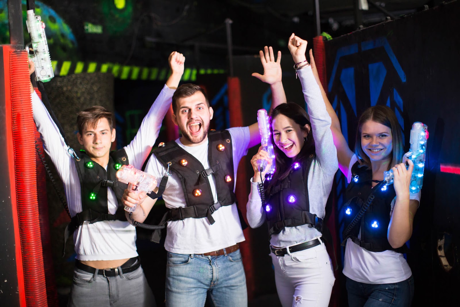 Group of friends playing laser tag