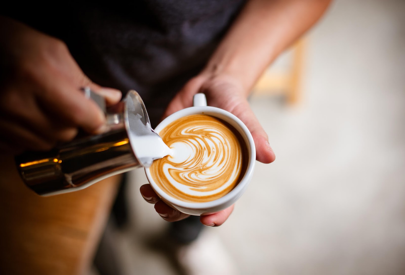 Man making some latte art