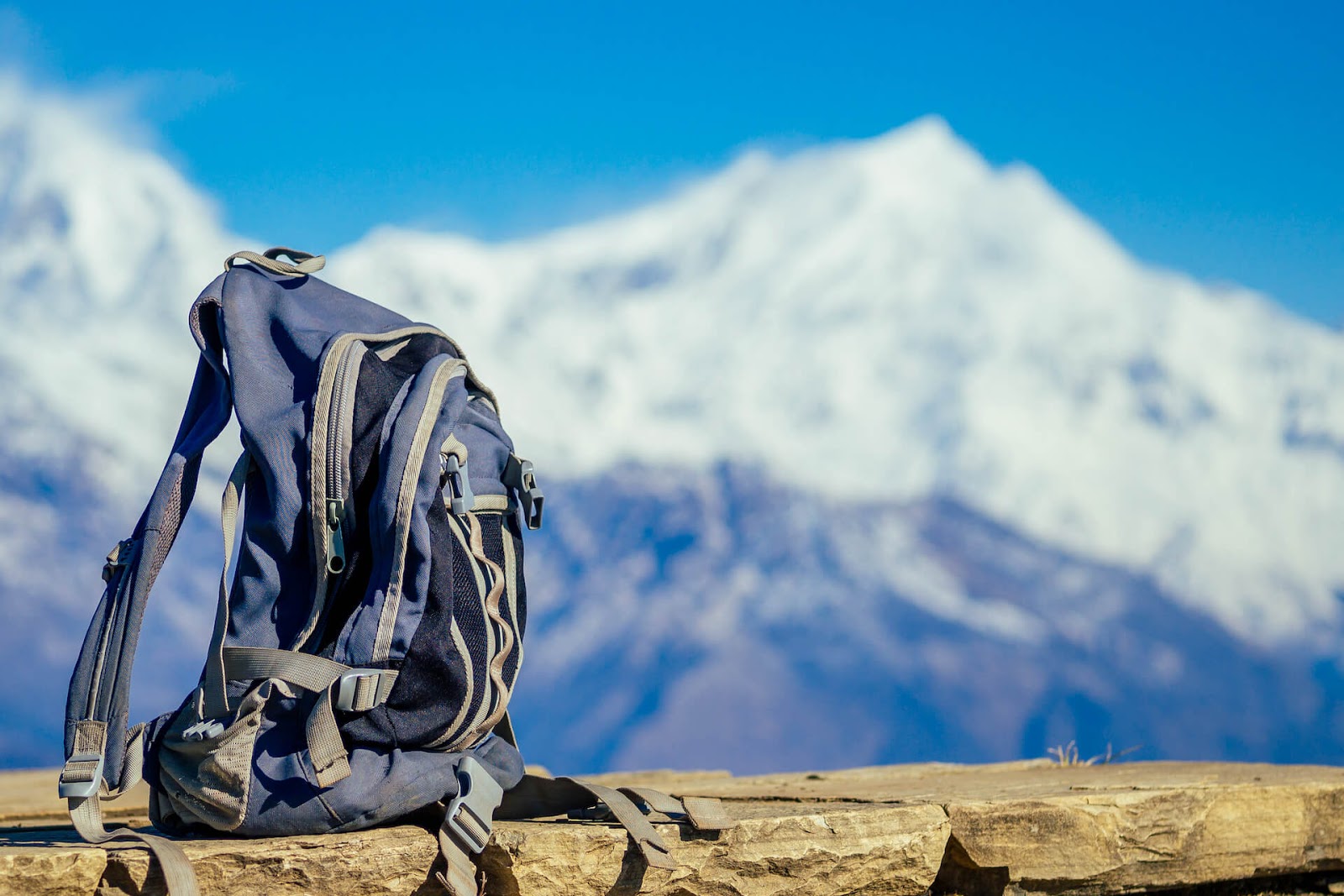 Backpack on a mountain