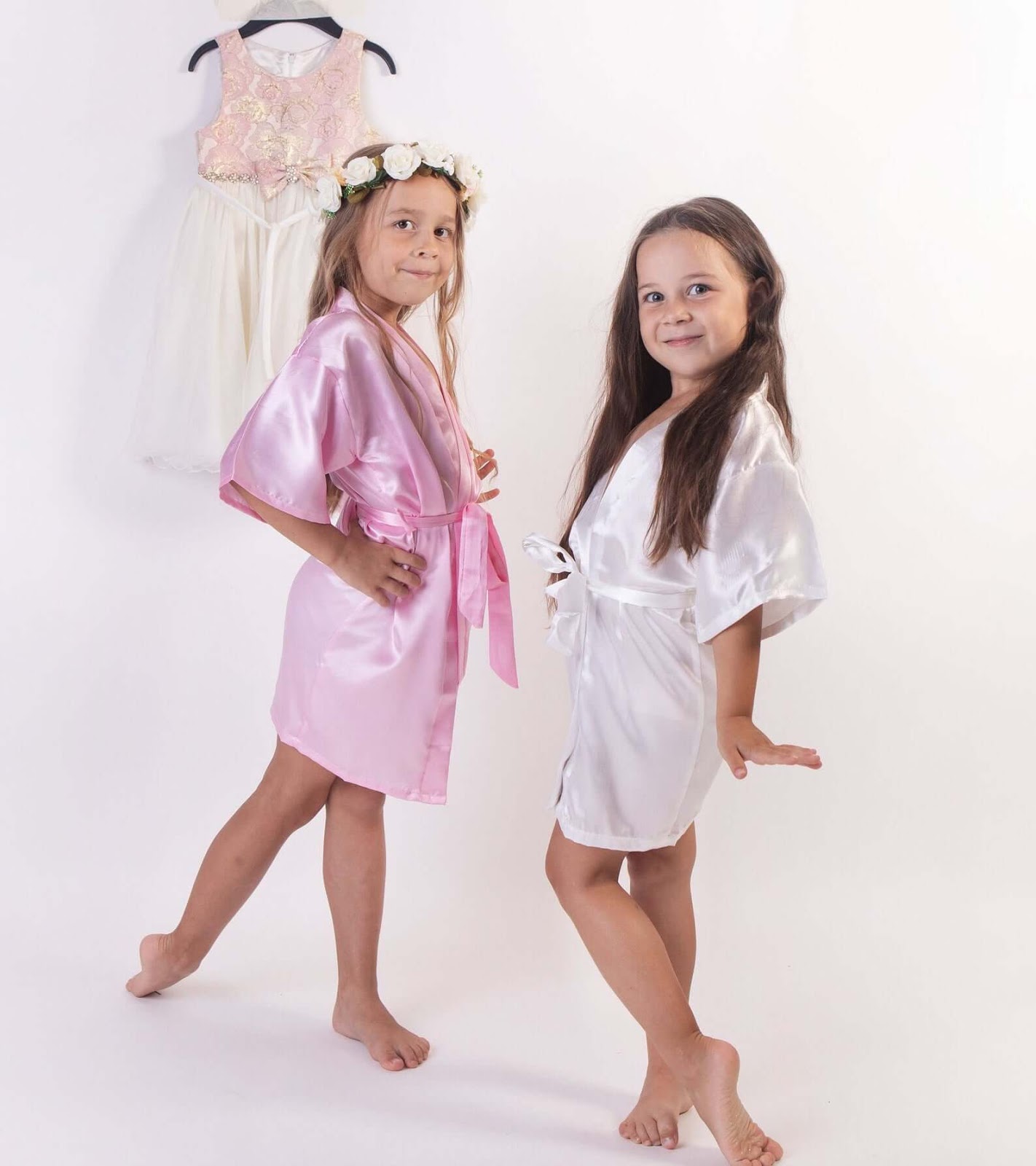 Flower girl satin robe