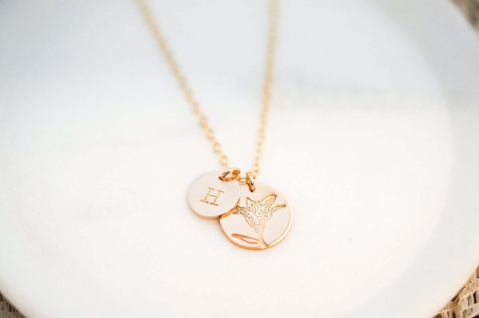 Flower Girl Engraved Necklace