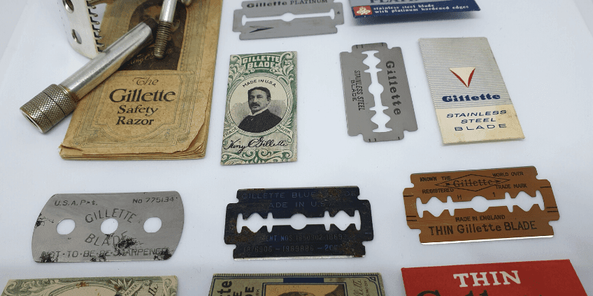 Photo of old school razors and razor blades from Gillette