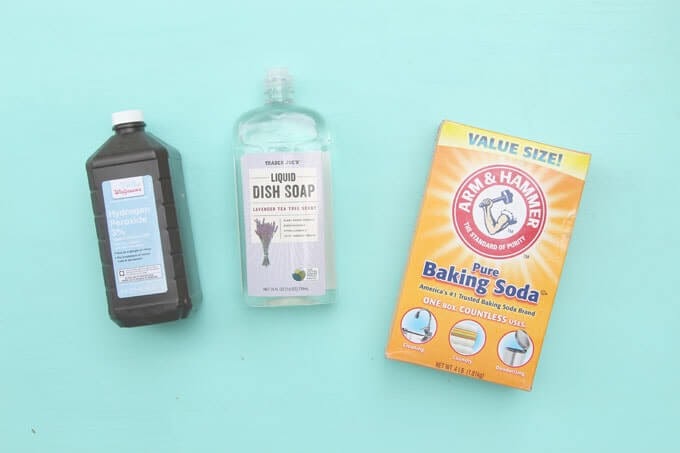 Hydrogen Peroxide, Dish soap and baking soda