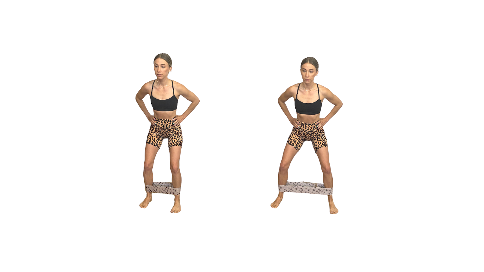 Emily with Boop Bod demonstrating how to do later walks with a resistance band