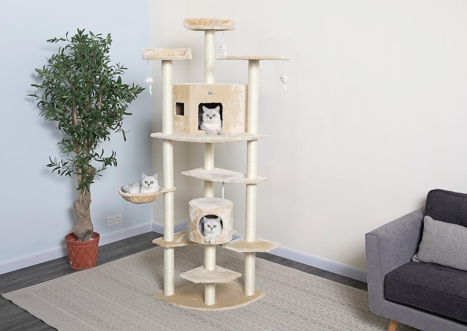 Go Pet Club 80-in Faux Fur Cat Tree & Condo