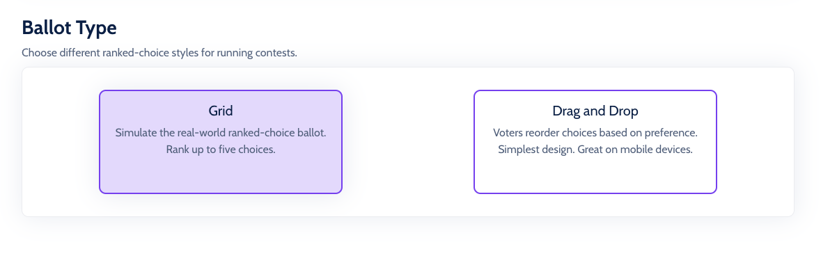 RankedVote: Choosing the Best Ballot Type