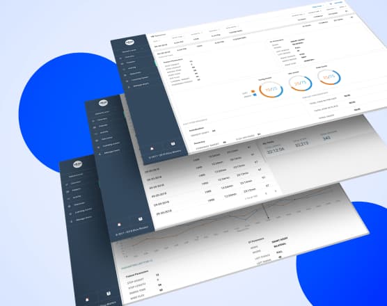Desktop screens shown as slices from a top angle.