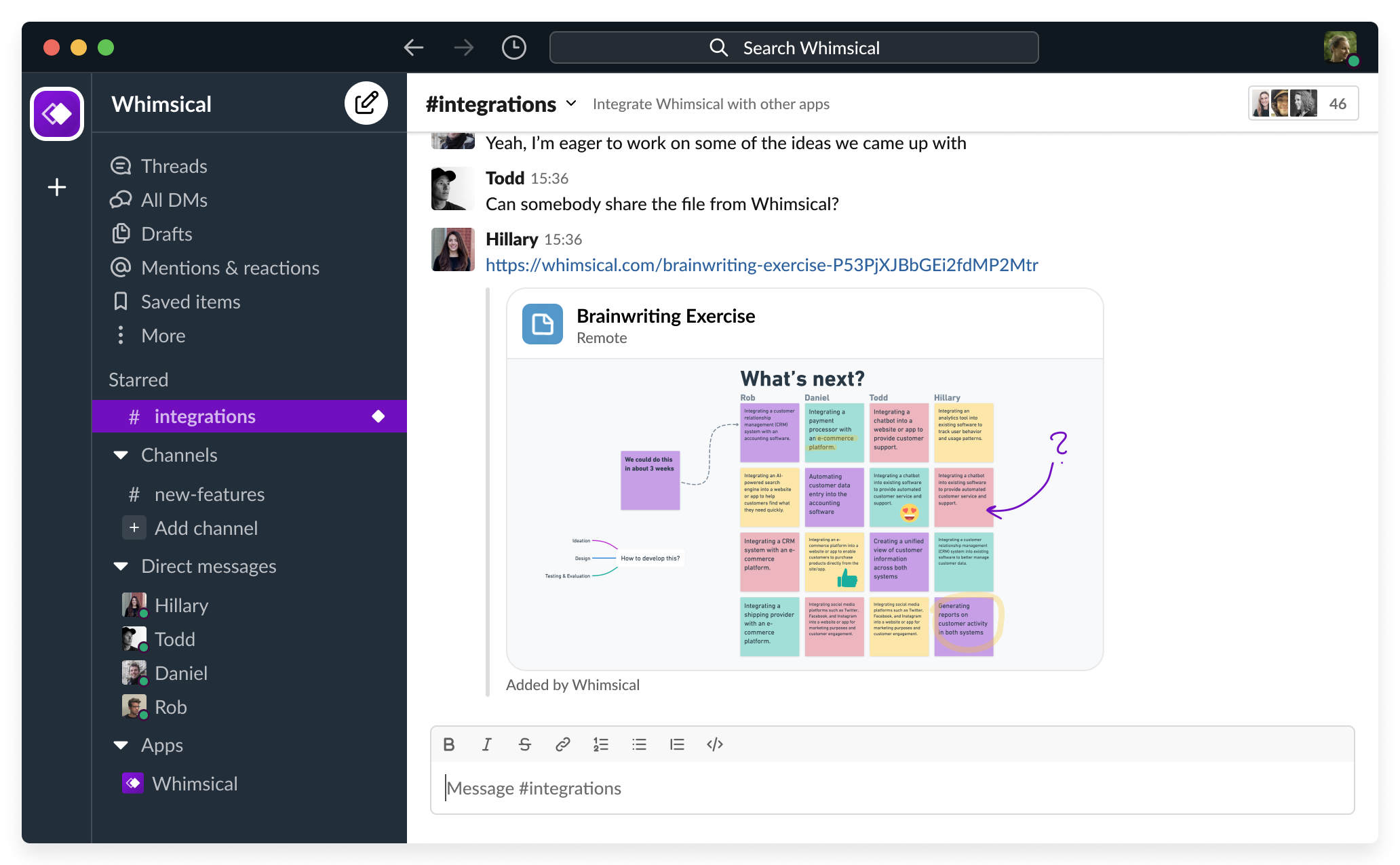 Whimsical integration for slack