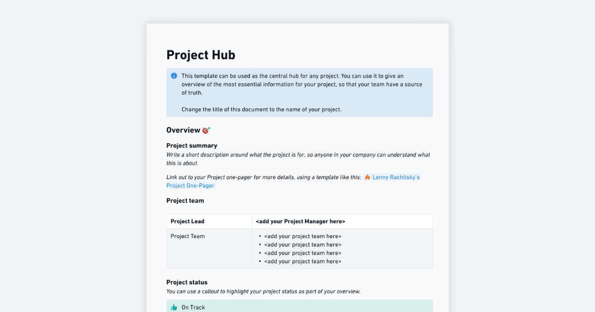 Project Hub Template