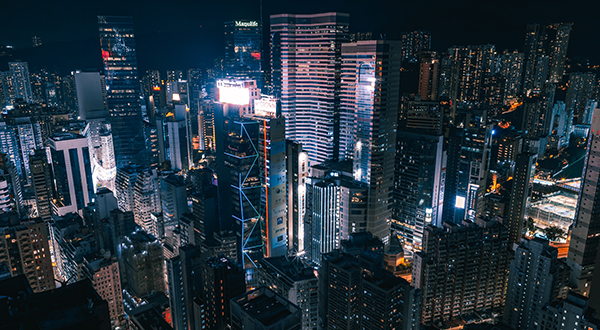 Hong Kong city skyline at night