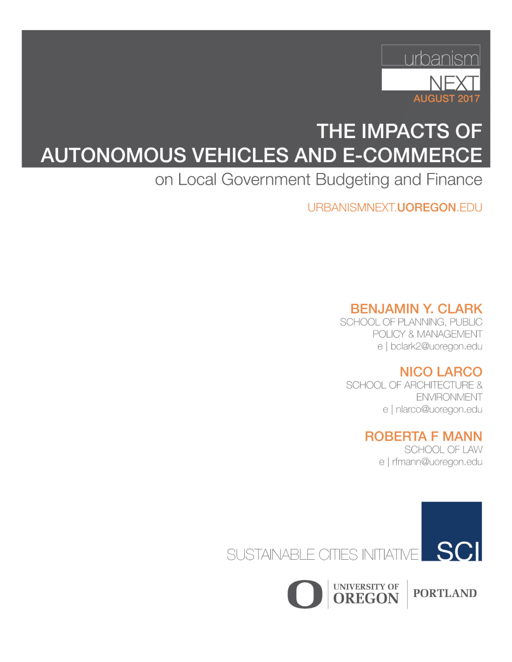 The Impacts of Autonomous Vehicles and E-commerce on Local Government Budgeting and Finance