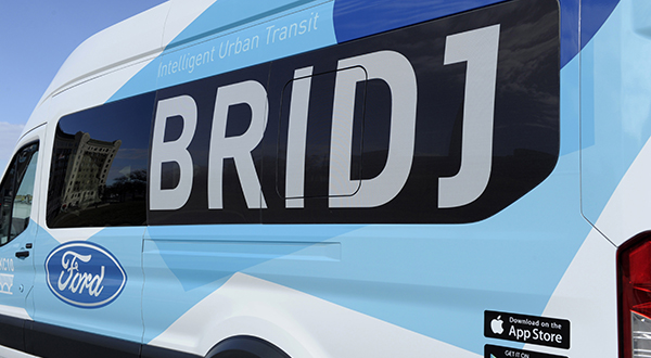 Closeup image of Bridj minibus