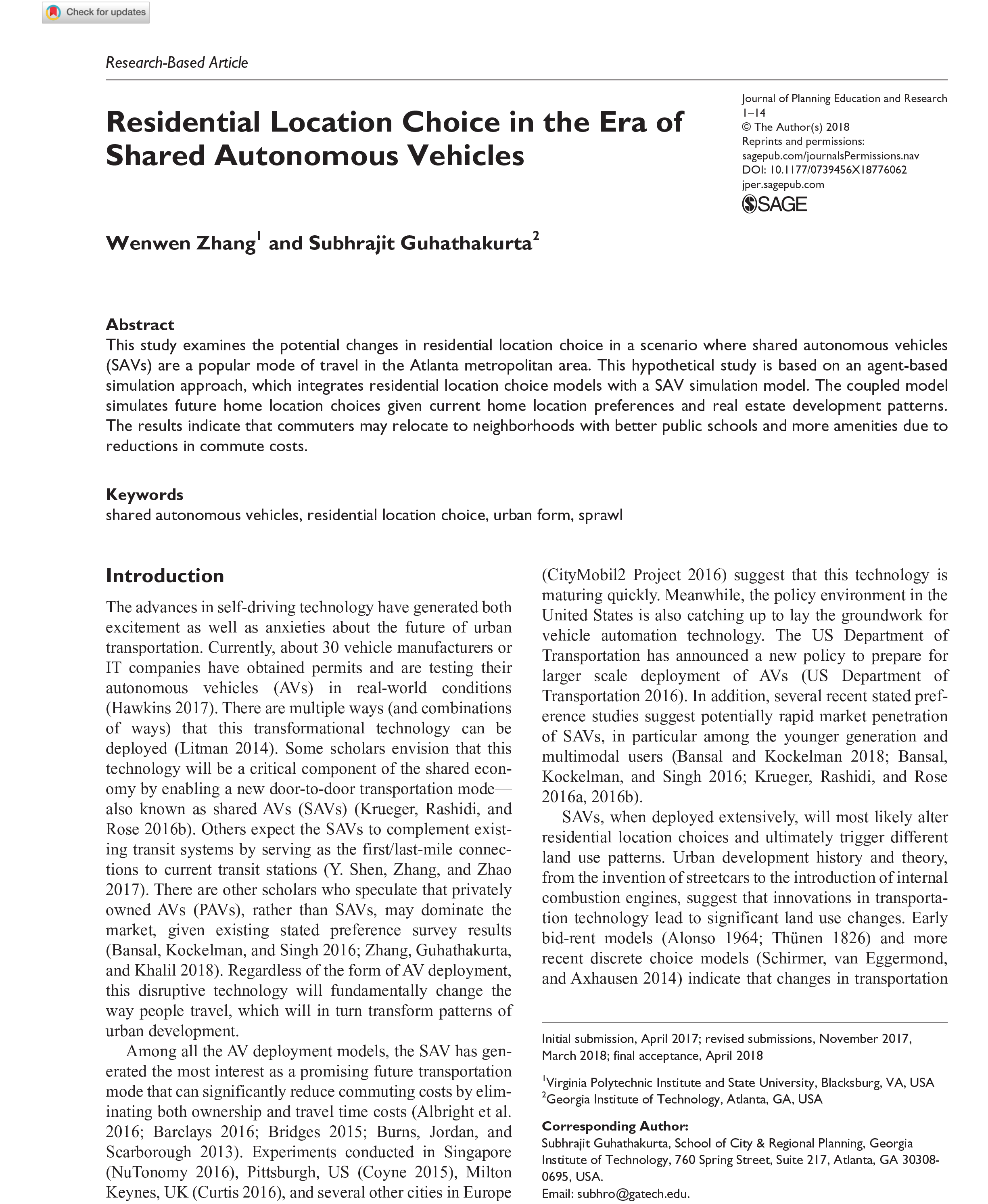 Residential Location Choice in the Era of Shared Autonomous Vehicles