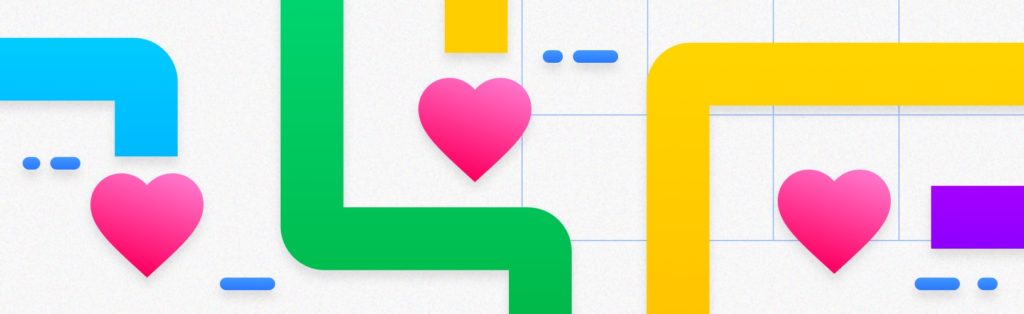 Different colored lines represent different nonprofits connecting with donors' hearts.
