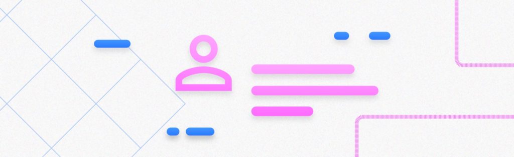 A mockup of address lines in pink with a silhouette.