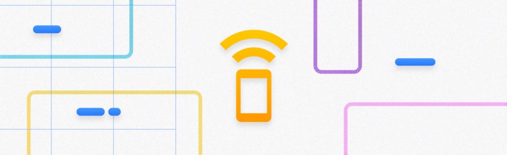 An orange cell phone with yellow wifi waves.