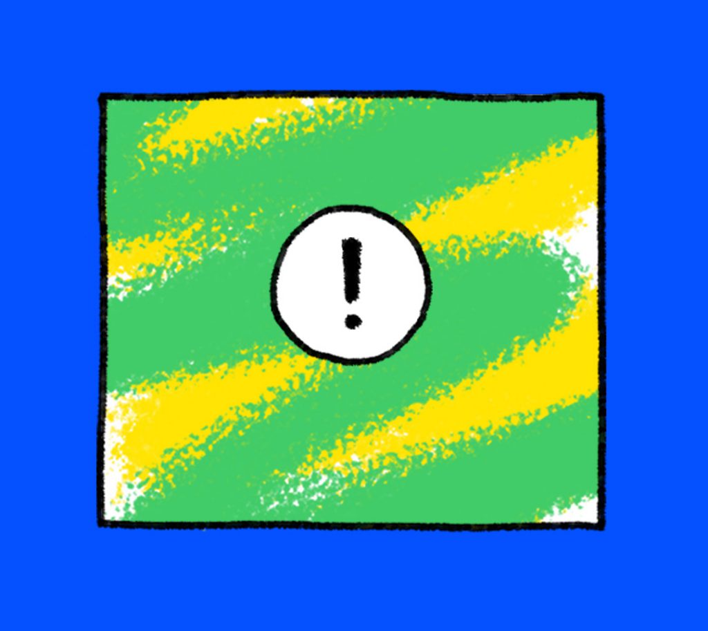 Illustrated ad on blue background.