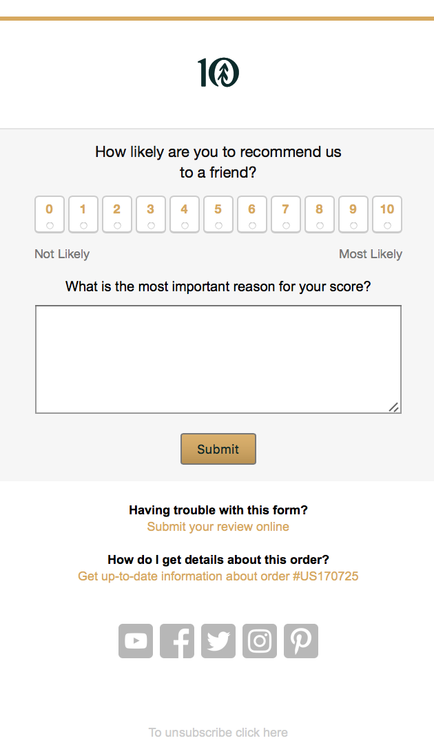 Email example from Tentree