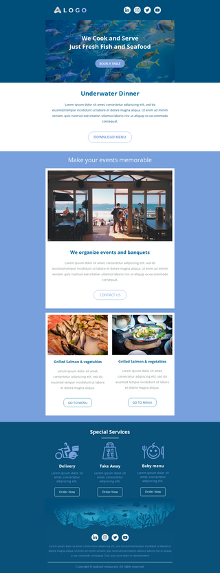 Seafood Restaurant Email Template | Unlayer